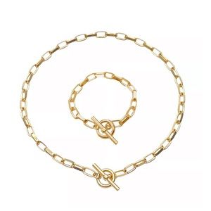 Chunky Paper Clip Bracelet & Necklace Set— New!